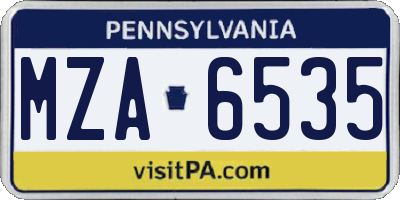PA license plate MZA6535