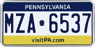 PA license plate MZA6537