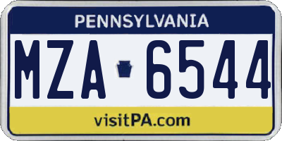 PA license plate MZA6544
