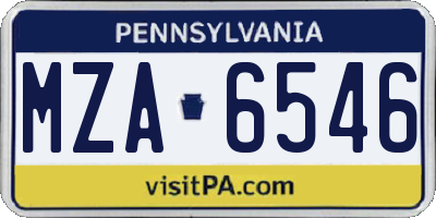 PA license plate MZA6546