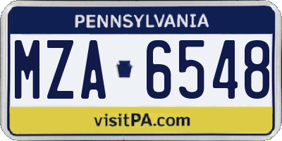 PA license plate MZA6548