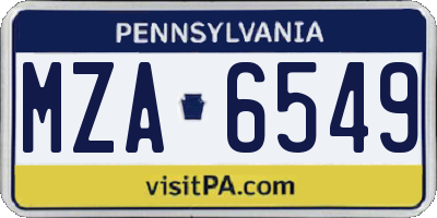 PA license plate MZA6549