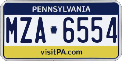 PA license plate MZA6554