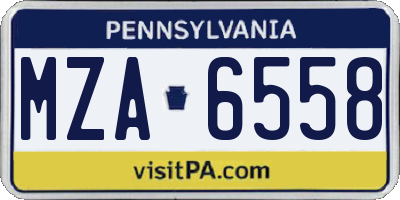 PA license plate MZA6558