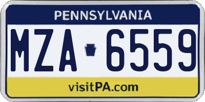 PA license plate MZA6559