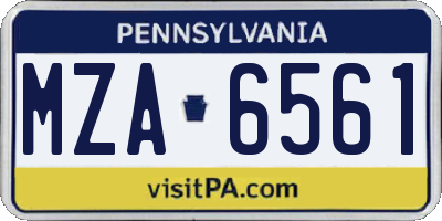 PA license plate MZA6561