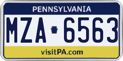 PA license plate MZA6563