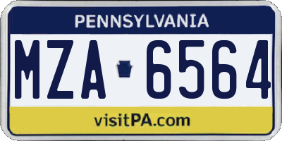 PA license plate MZA6564