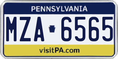 PA license plate MZA6565