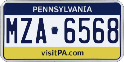 PA license plate MZA6568
