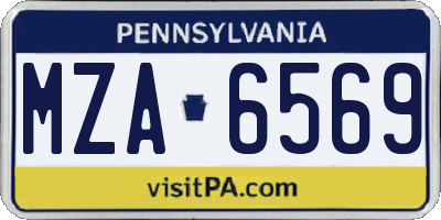 PA license plate MZA6569