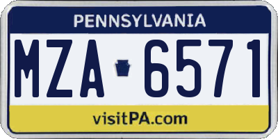 PA license plate MZA6571
