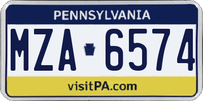 PA license plate MZA6574