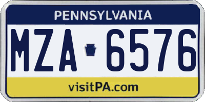 PA license plate MZA6576