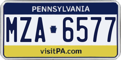 PA license plate MZA6577