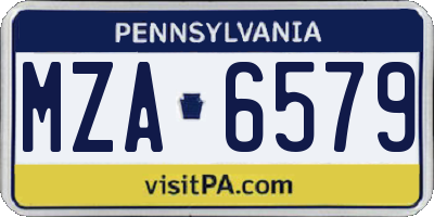 PA license plate MZA6579