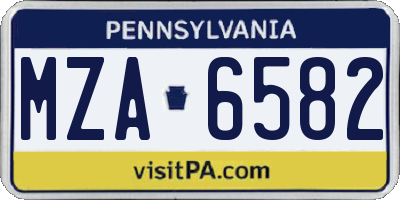 PA license plate MZA6582