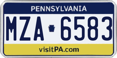 PA license plate MZA6583
