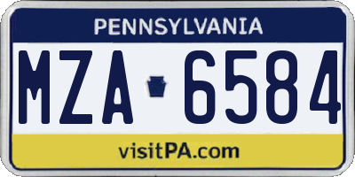 PA license plate MZA6584