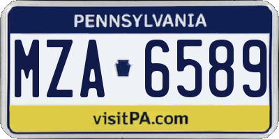 PA license plate MZA6589