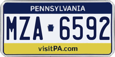 PA license plate MZA6592