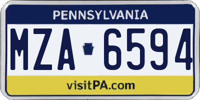 PA license plate MZA6594