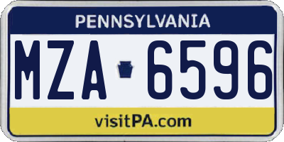 PA license plate MZA6596