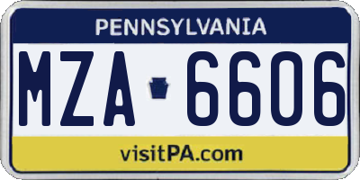 PA license plate MZA6606