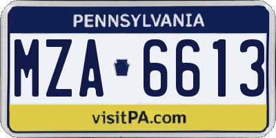 PA license plate MZA6613