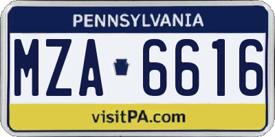 PA license plate MZA6616