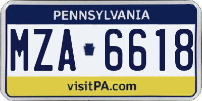 PA license plate MZA6618