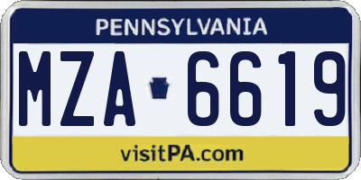 PA license plate MZA6619