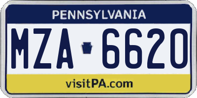 PA license plate MZA6620