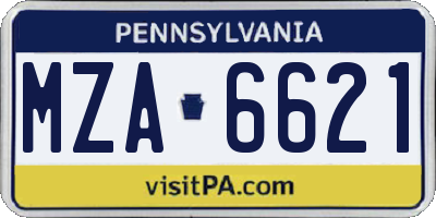 PA license plate MZA6621