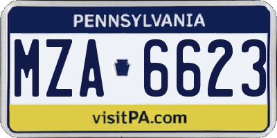 PA license plate MZA6623