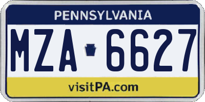 PA license plate MZA6627