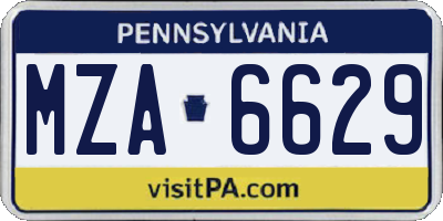 PA license plate MZA6629