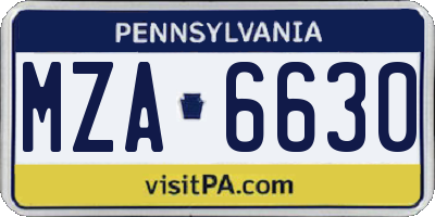 PA license plate MZA6630