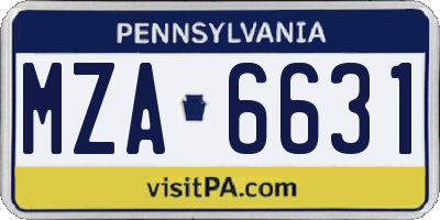 PA license plate MZA6631
