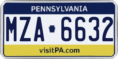 PA license plate MZA6632