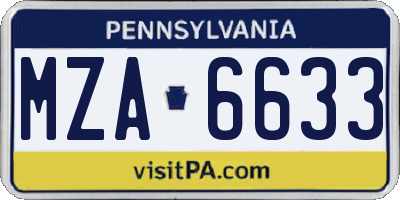 PA license plate MZA6633