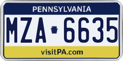 PA license plate MZA6635