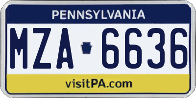 PA license plate MZA6636