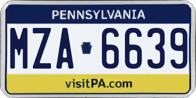 PA license plate MZA6639
