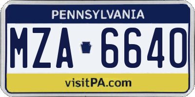 PA license plate MZA6640