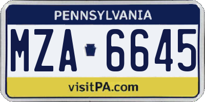 PA license plate MZA6645