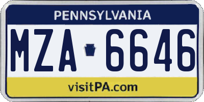 PA license plate MZA6646
