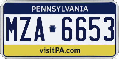 PA license plate MZA6653