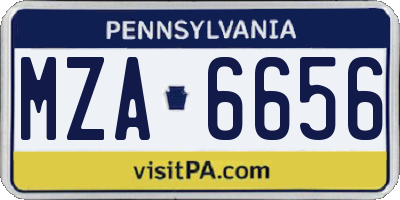 PA license plate MZA6656