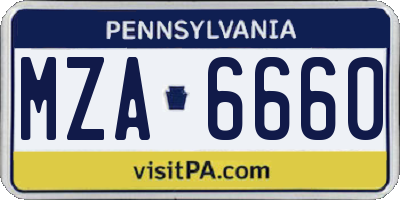PA license plate MZA6660